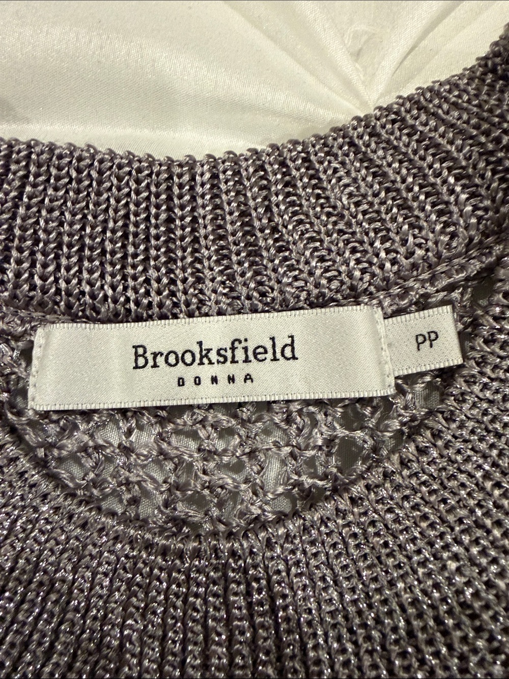 Brooksfield Metallic Openwork Sleeveless Sweater - Gray Size XS - Picture 2 of 6